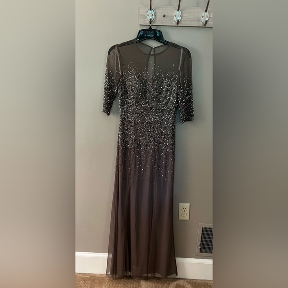 Adrianna Papell Beaded Sequined Maxi Dress Gown Wedding Mother of Bride - Picture 2 of 9